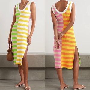 STAUD Seashore Striped Knit Dress